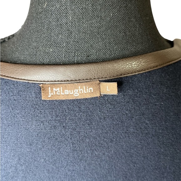 J.McLaughlin Navy Blue Tie Waist Vest with Faux Leather Trim – Size Large - Picture 5 of 6